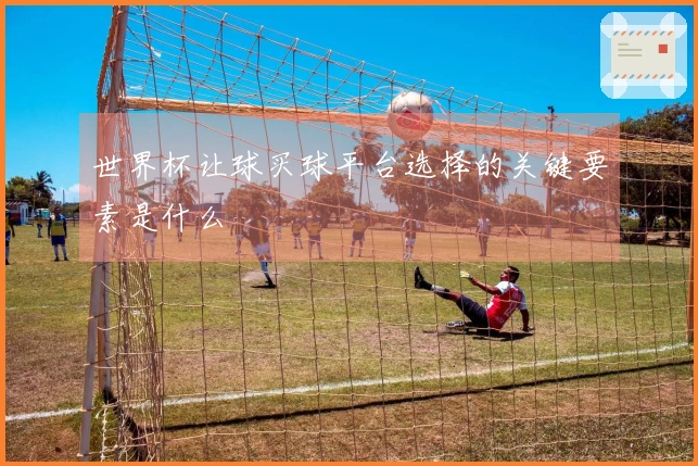 世界杯让球买球平台选择的关键要素是什么